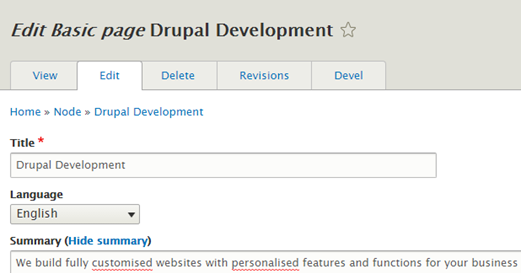 Drupal Edit Basic Page
