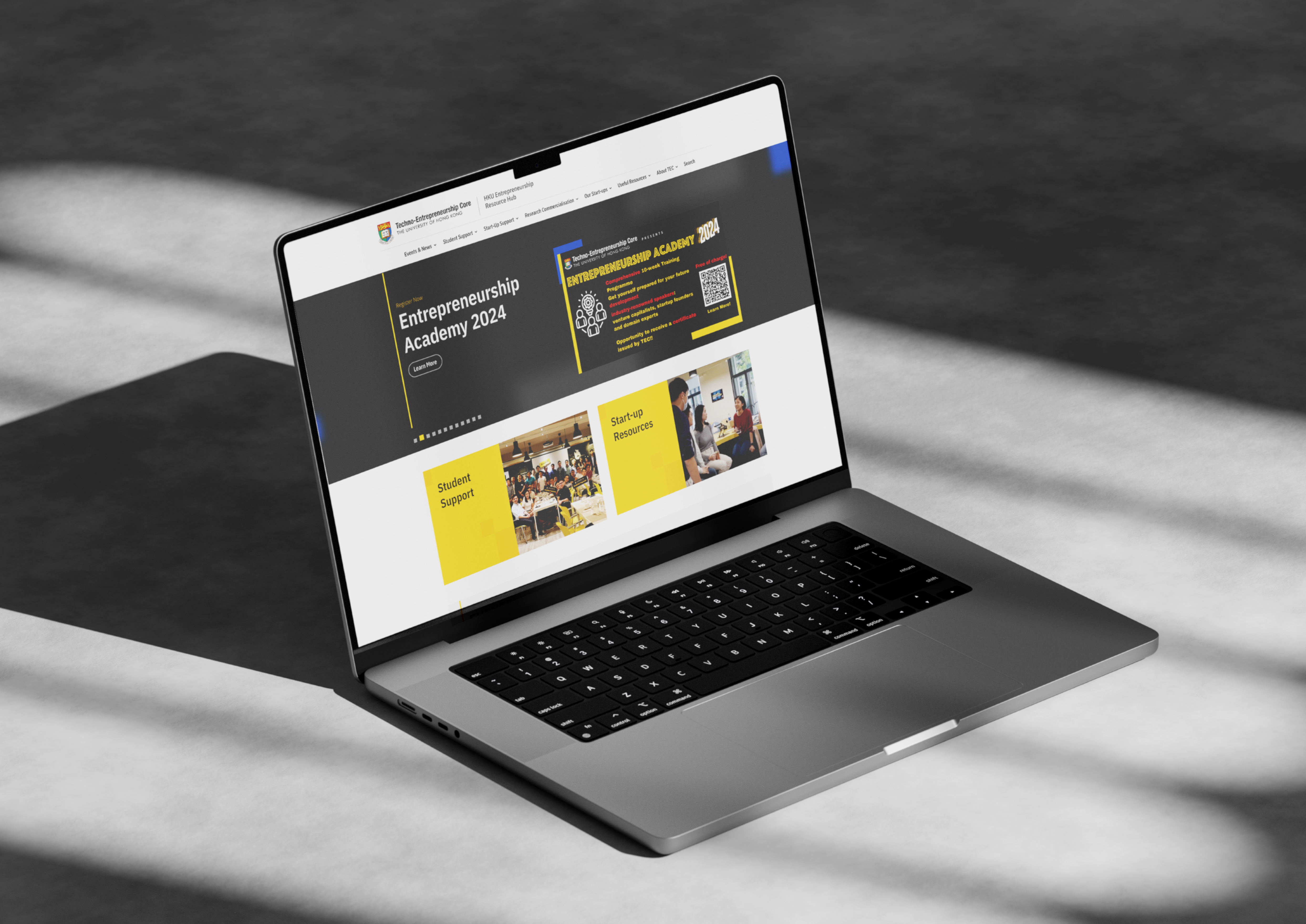 Website on laptop