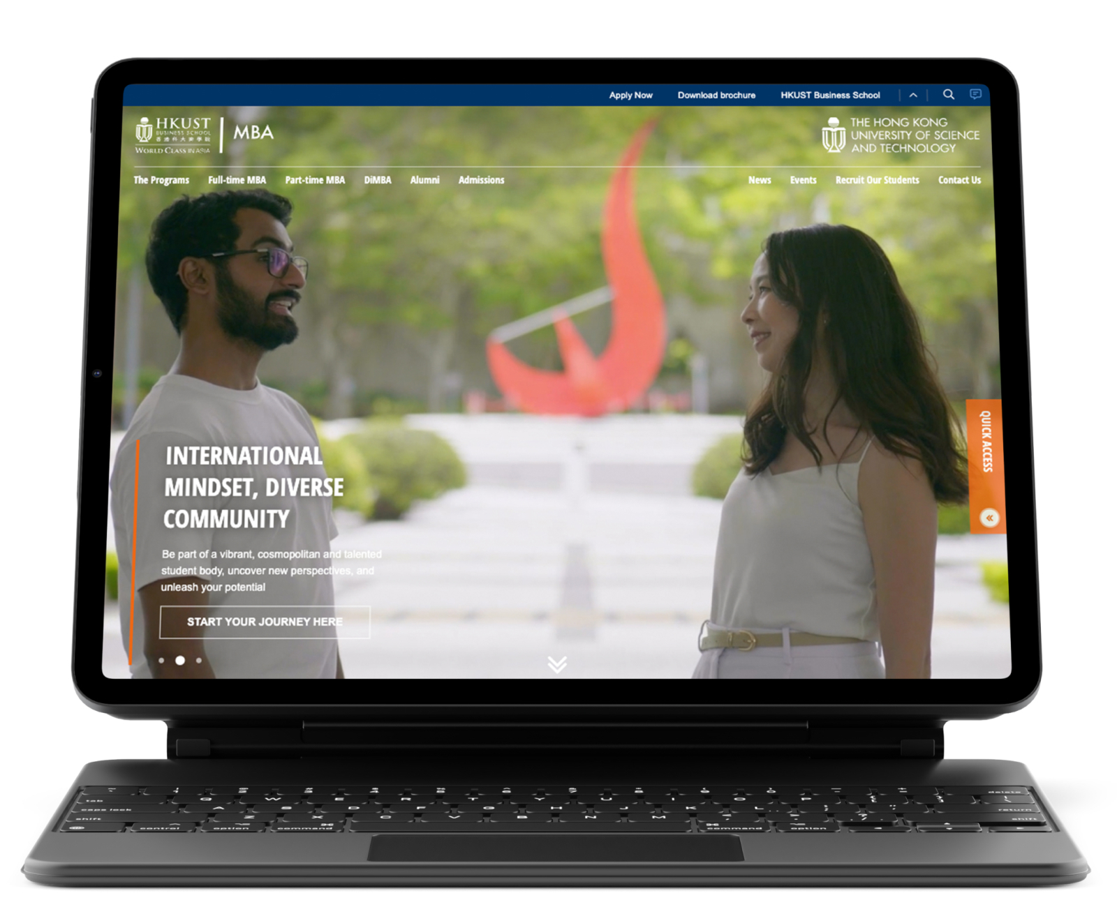 University Website on a Tablet